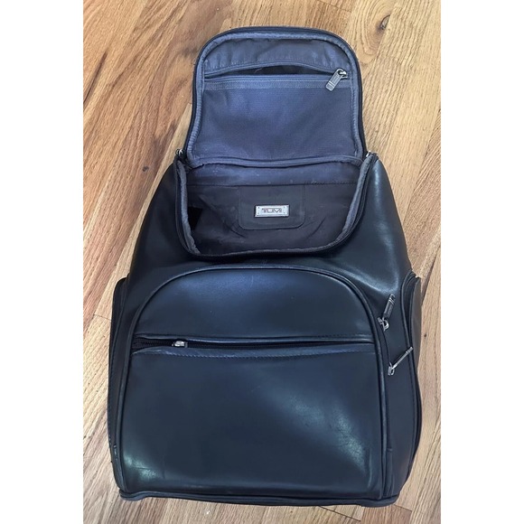 TUMI Alpha Black Leather Backpack 92183D4 - Picture 12 of 16